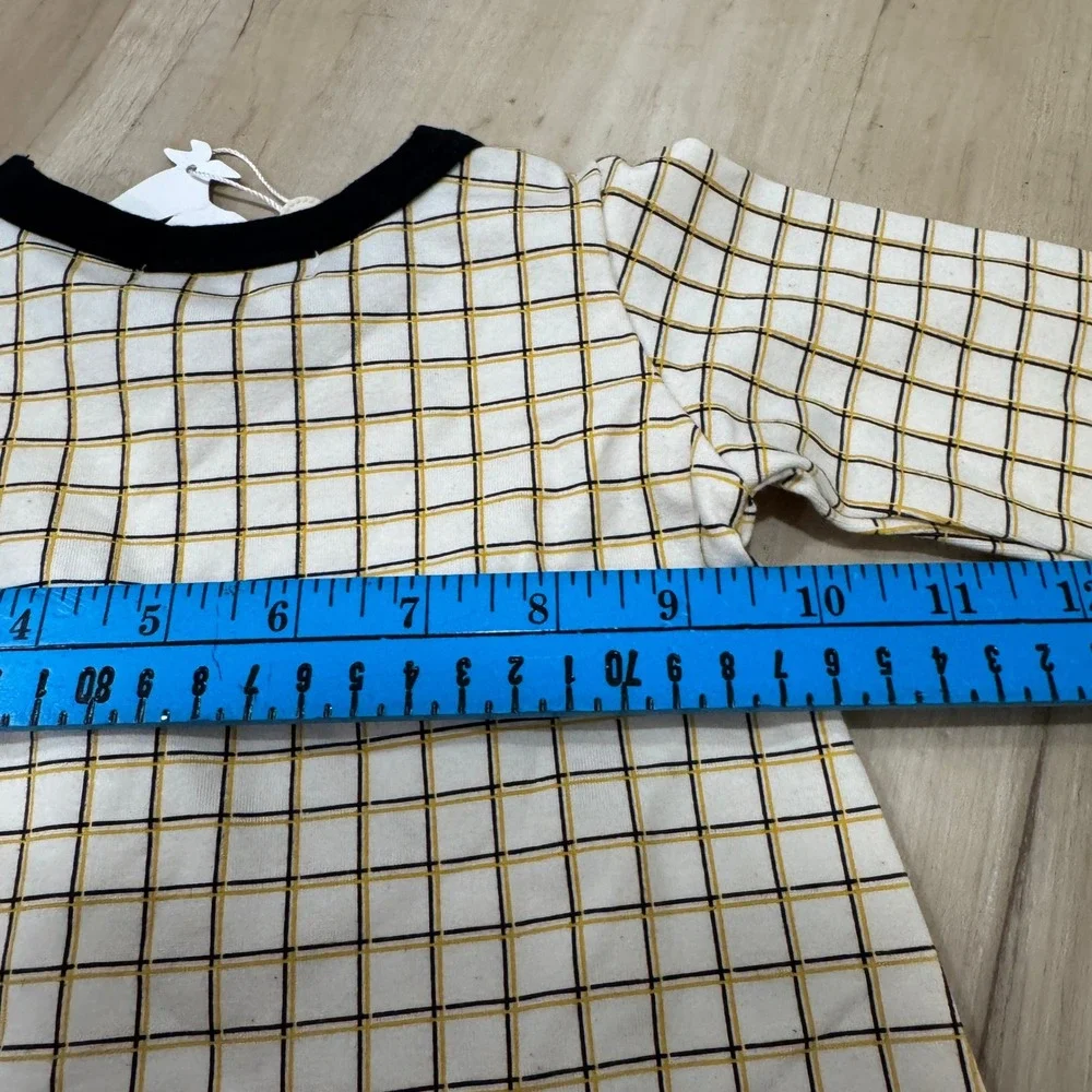Lil' Lemons Baby Girl Plaid 12-18M Pocket Long Sleeve‎ Yellow Black